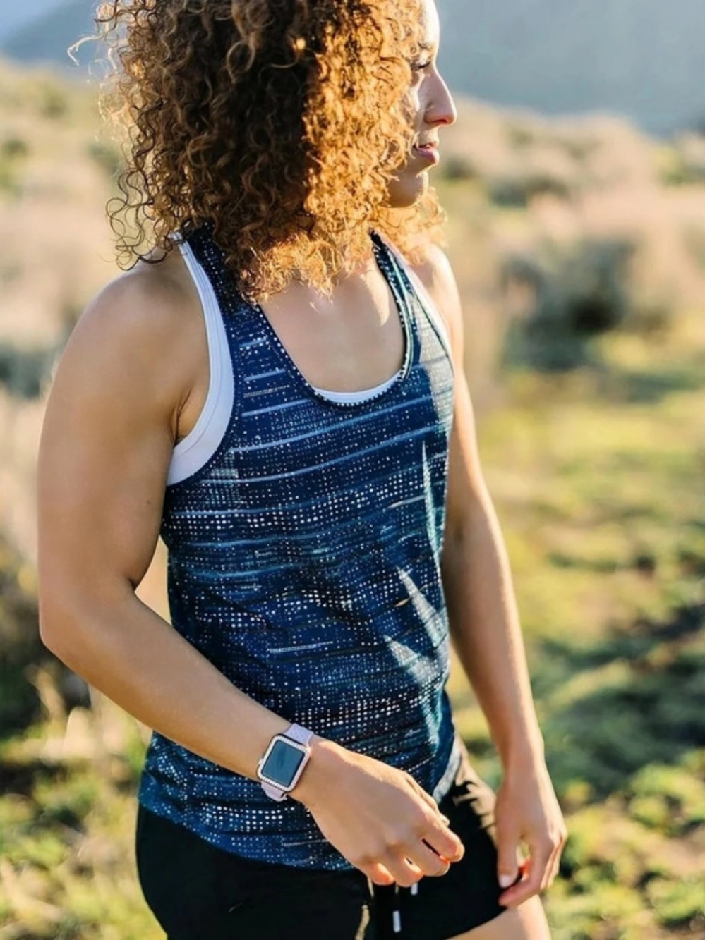 Zyia Blue Abstract Racerback Tank XXXL Like New